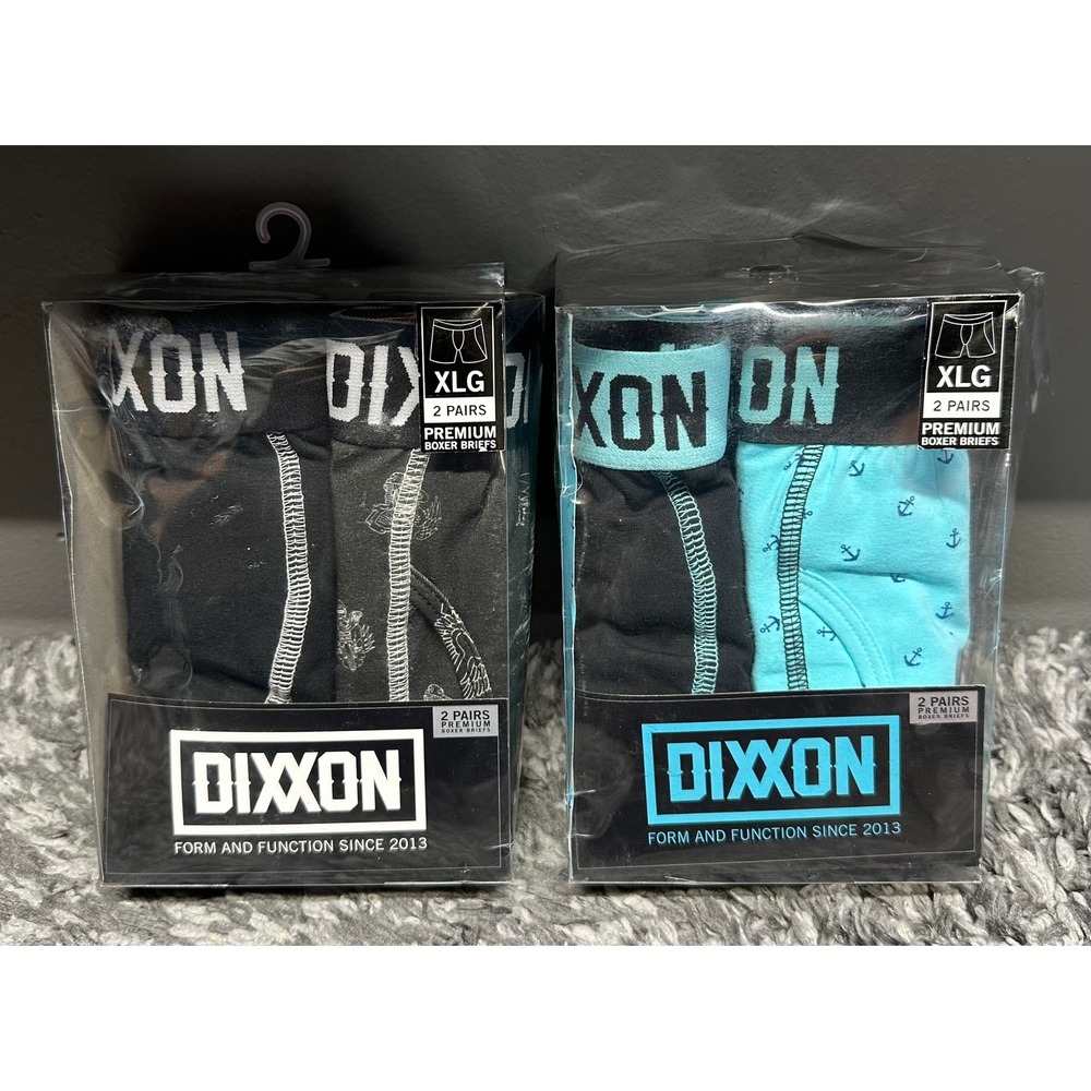 Dixxon Boxer Briefs Mens XL Lot of 2 Black Blue Motorcycle Geometric New